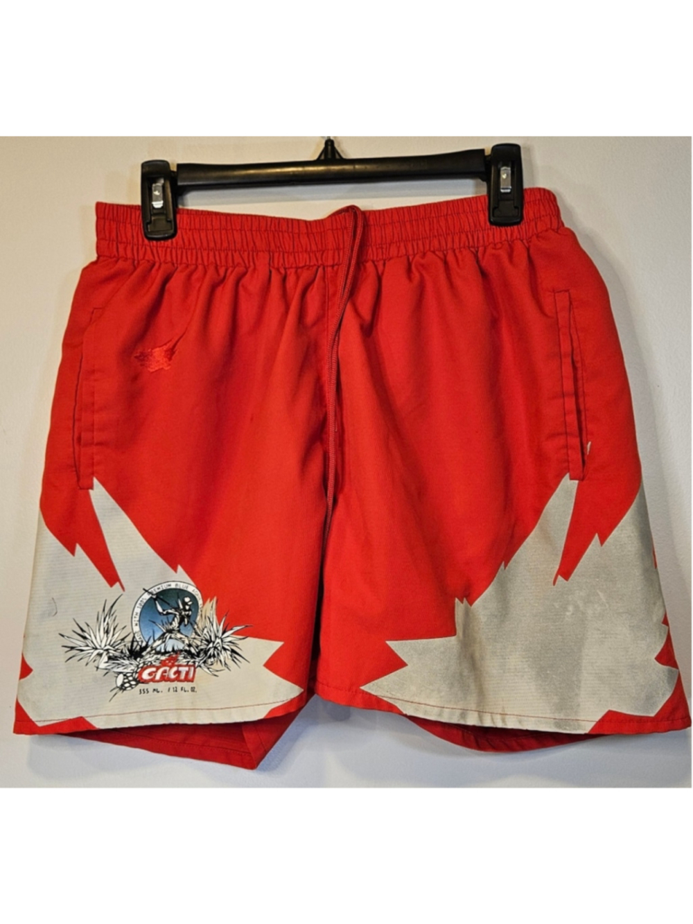 Travis Scott CACTI Canada Maple Leaf Shorts Red Swim Trunks Size M
